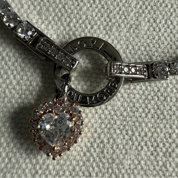 "I Love You" More Tennis Bracelet w/ Rosegold-toned CZ heart 3 Ct IBB CN 8" - Picture 2 of 5